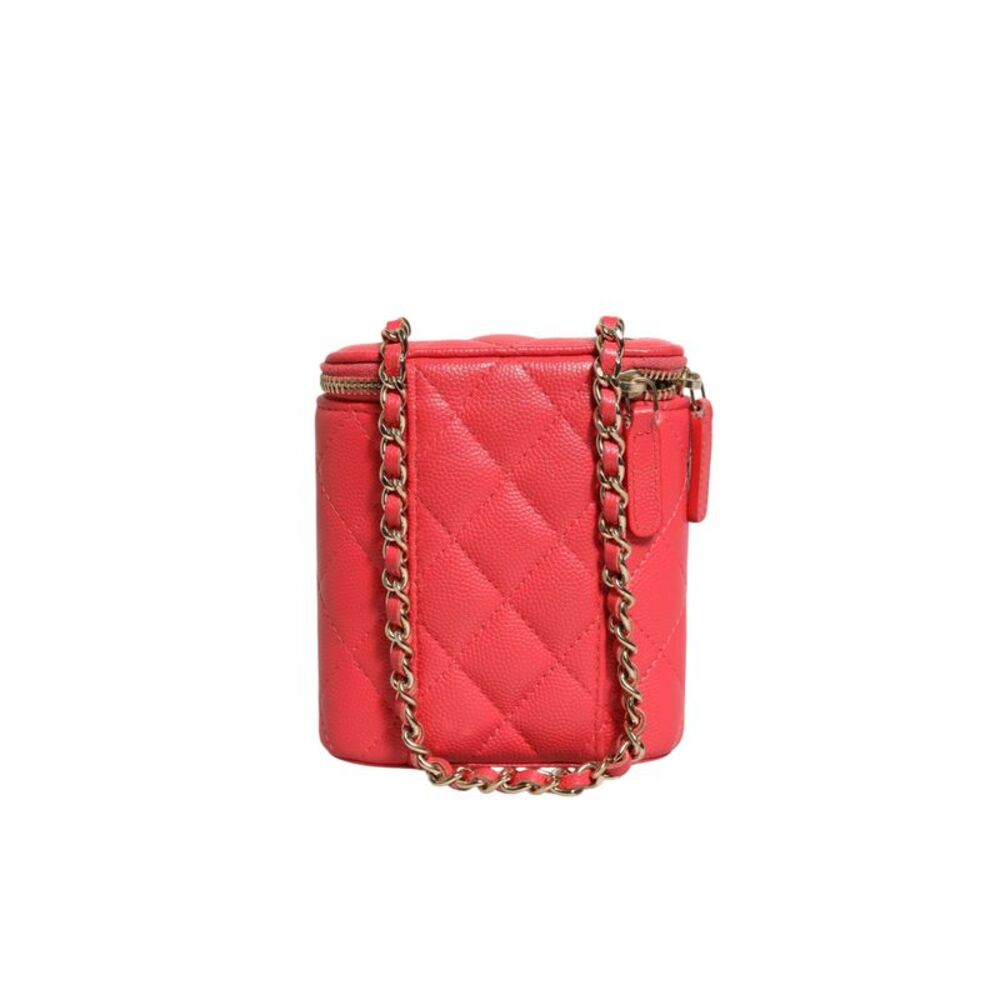 Chanel Red Caviar Quilted Small Vertical Coco Beauty Vanity Case with Women's - Picture 4 of 6